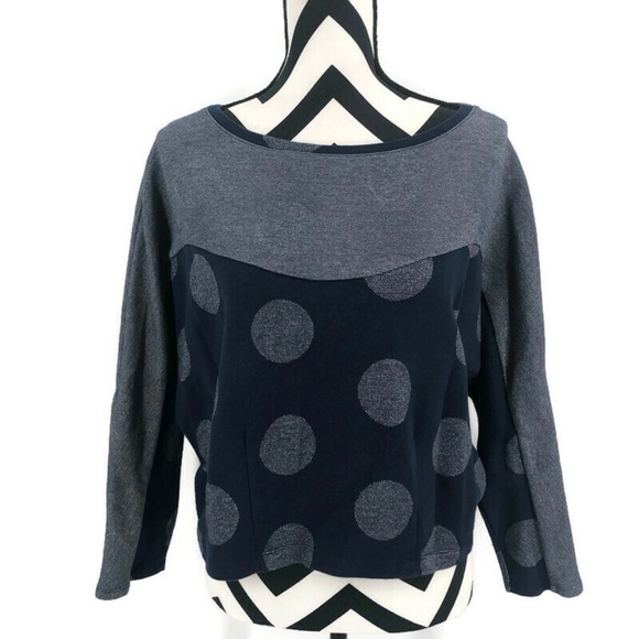 Anthropologie Tops - Anthropologie 9 H15 Stcl Navy Metallic Dot Top  XL